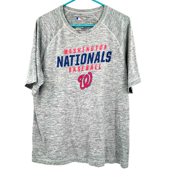 MLB Washington Nationals Baseball XL short‎ sleeve t-shirt tee top gray blue red - Picture 1 of 5